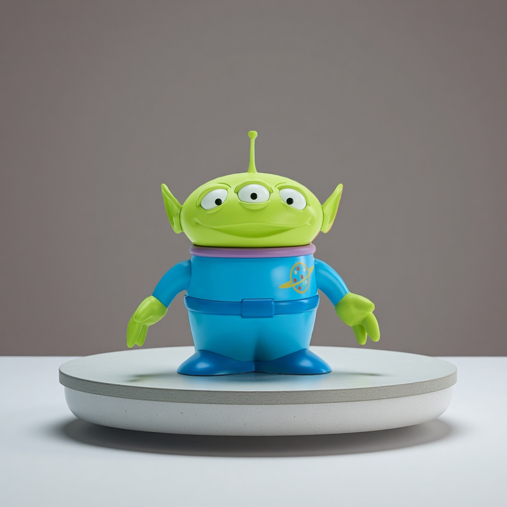 Three-eyed Base Set: Losen Green Three-Eyed Alien Intelligent Robot (with Base)