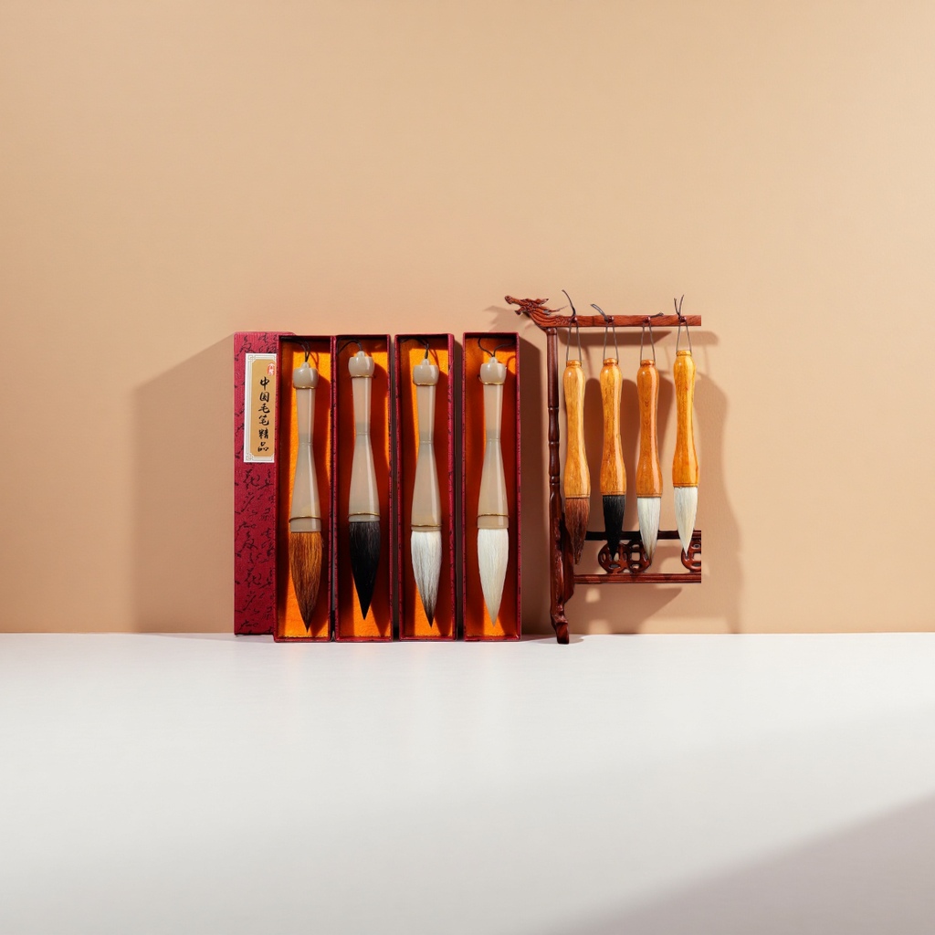 Calligraphy practice brush set, large, medium and small-sized dual-brush brush gift box details Picture