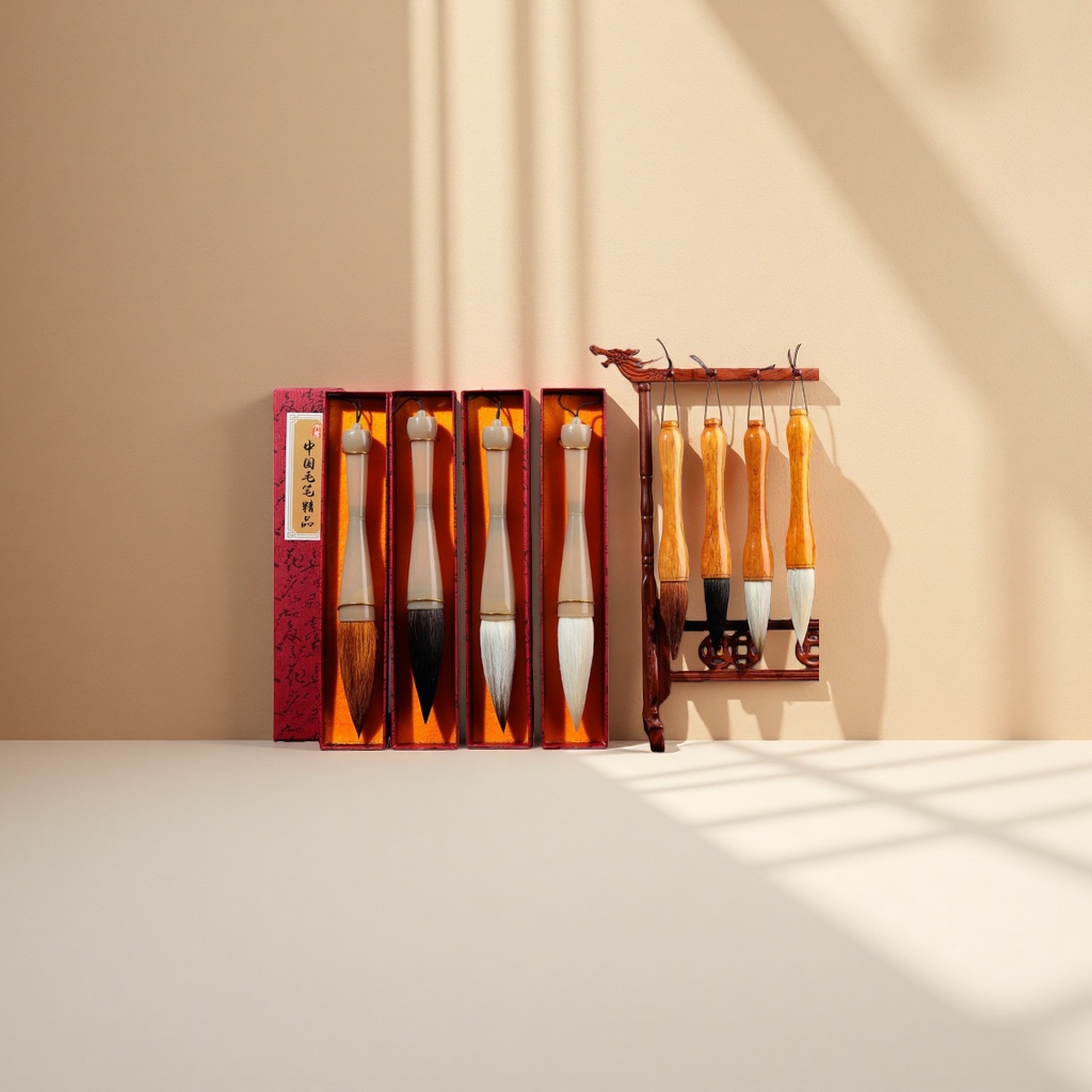 Calligraphy practice brush set, large, medium and small-sized dual-brush brush gift box Application Scenario