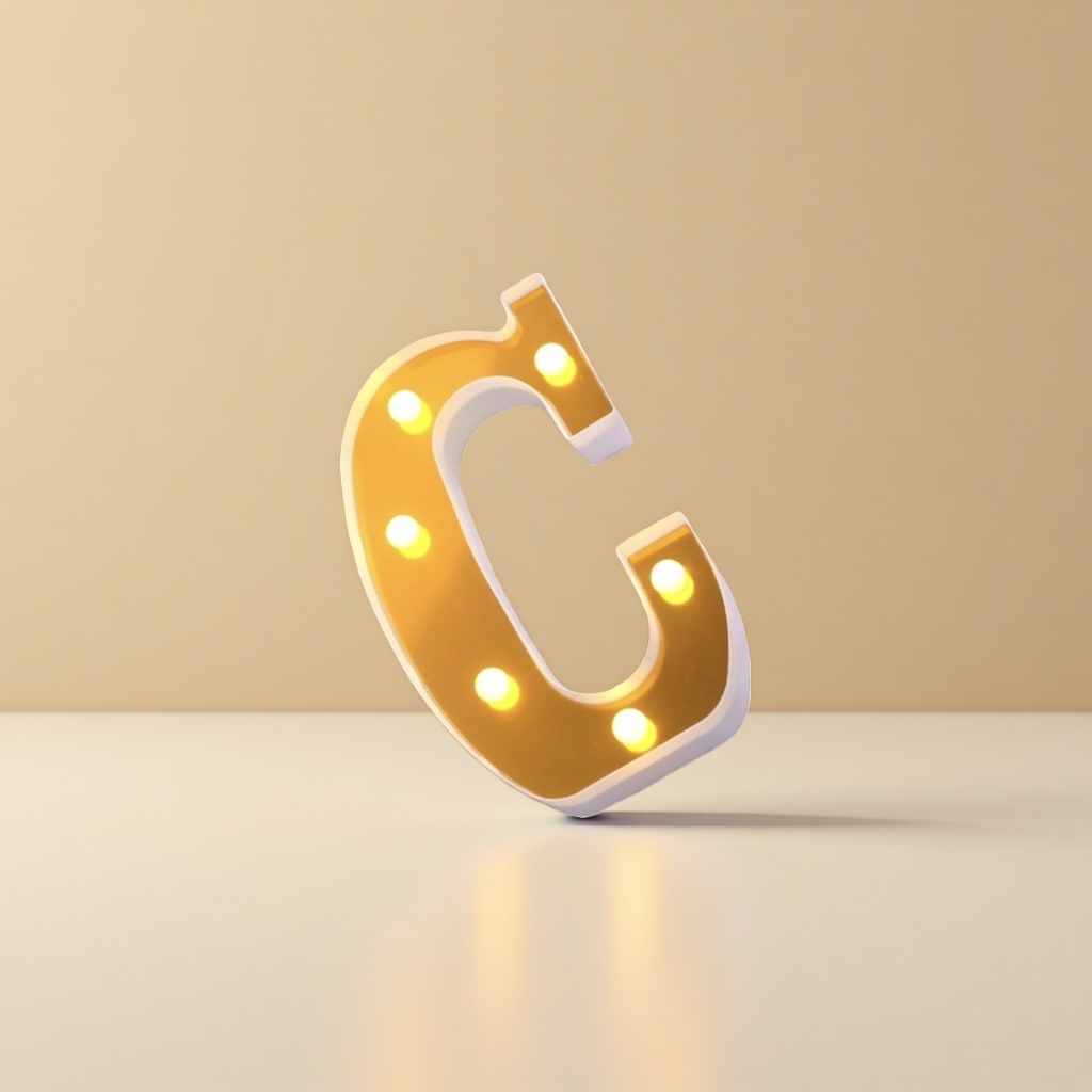 发光字母C 金属质感创意装饰字母C摆件