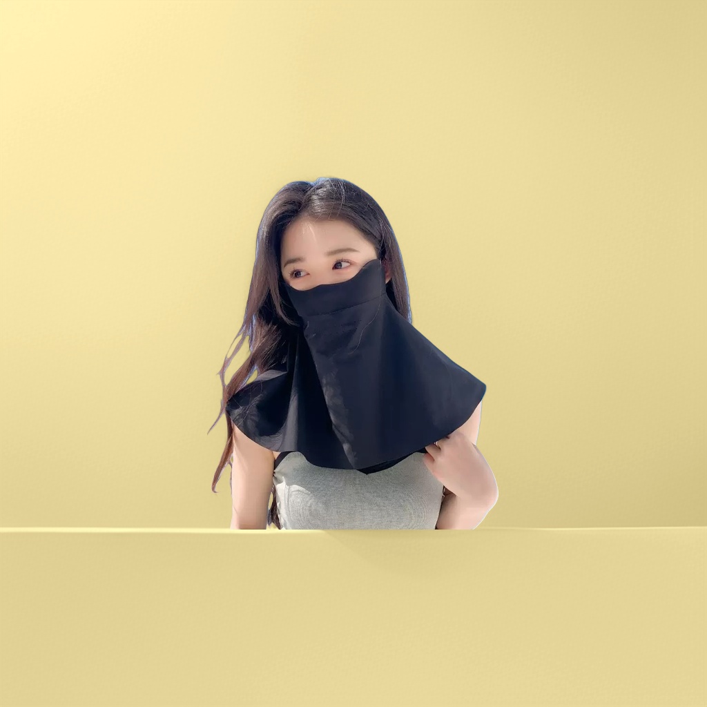黑色防晒面罩女款透气冰感UV防护骑行户外运动
