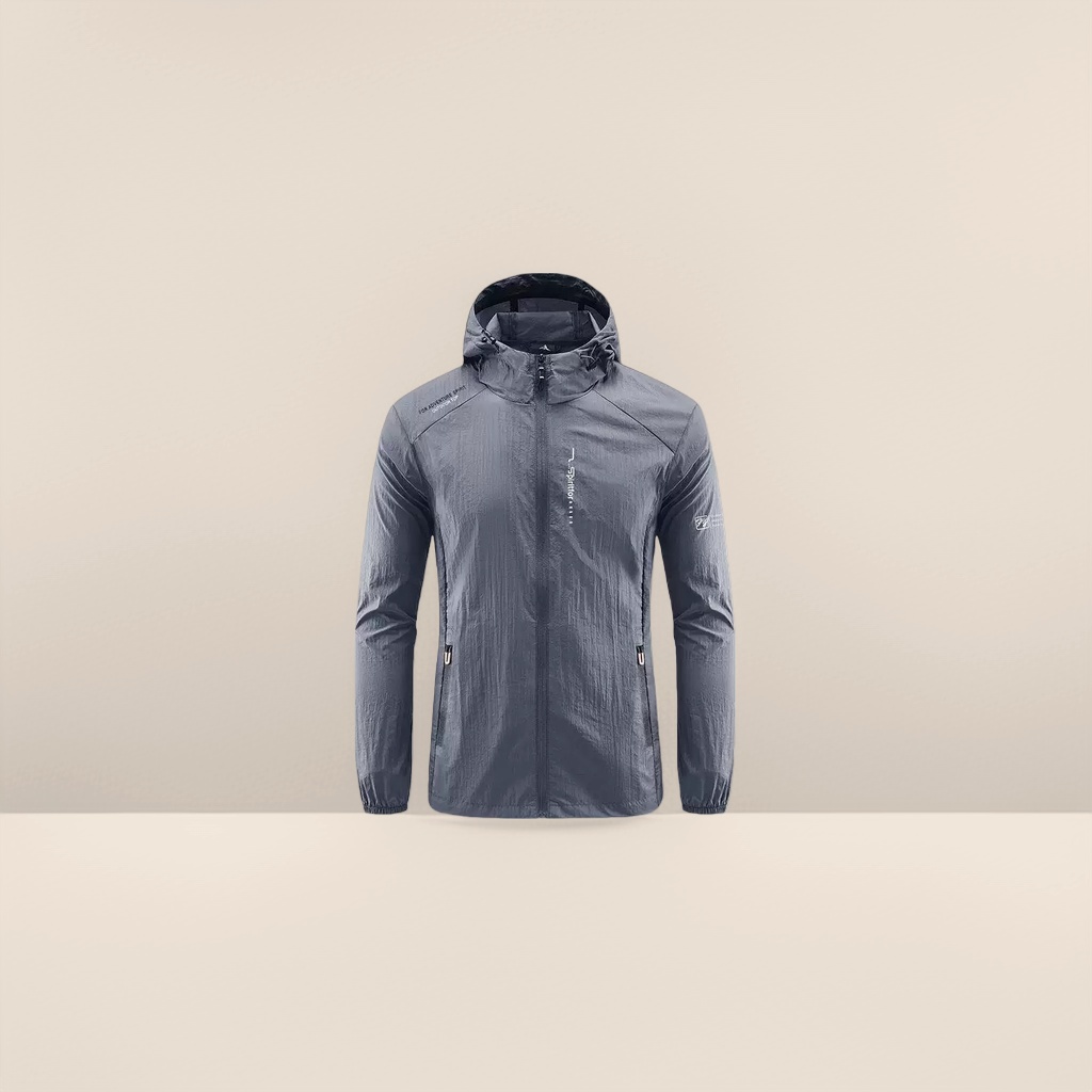 Grey hooded sports sun-protective jacket for both men and women, casual fleece windproof spring and autumn coat Application Scenario