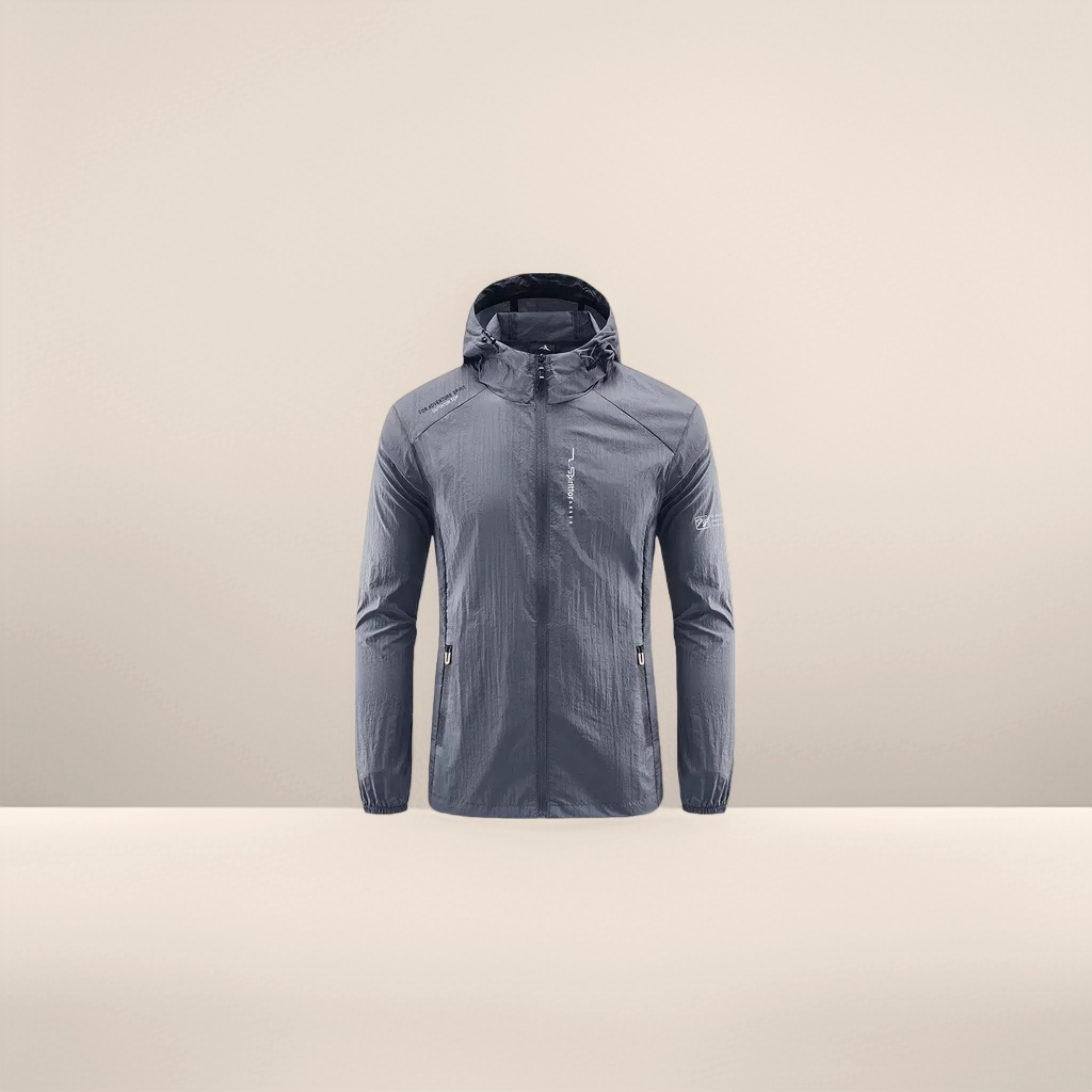 Grey hooded sports sun-protective jacket for both men and women, casual fleece windproof spring and autumn coat Specification image