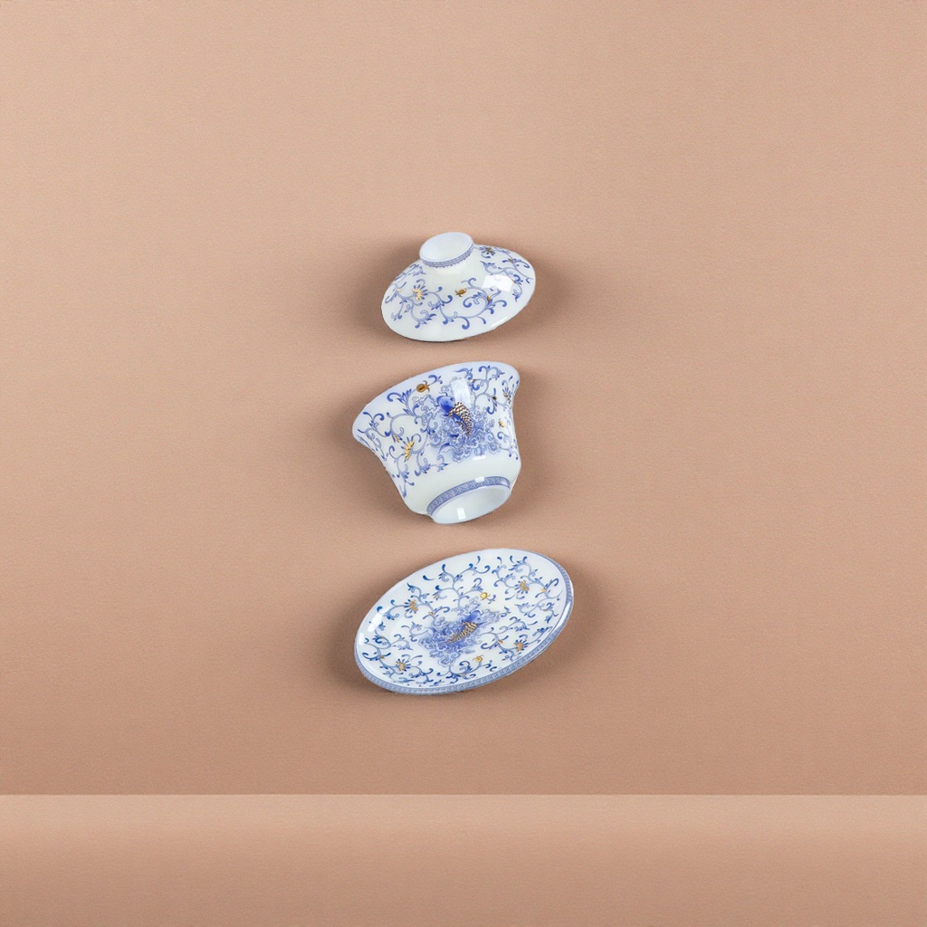 Blue and white porcelain tea set, ceramic Gongfu tea set gift box, suitable for home and office tea ceremony Specification image
