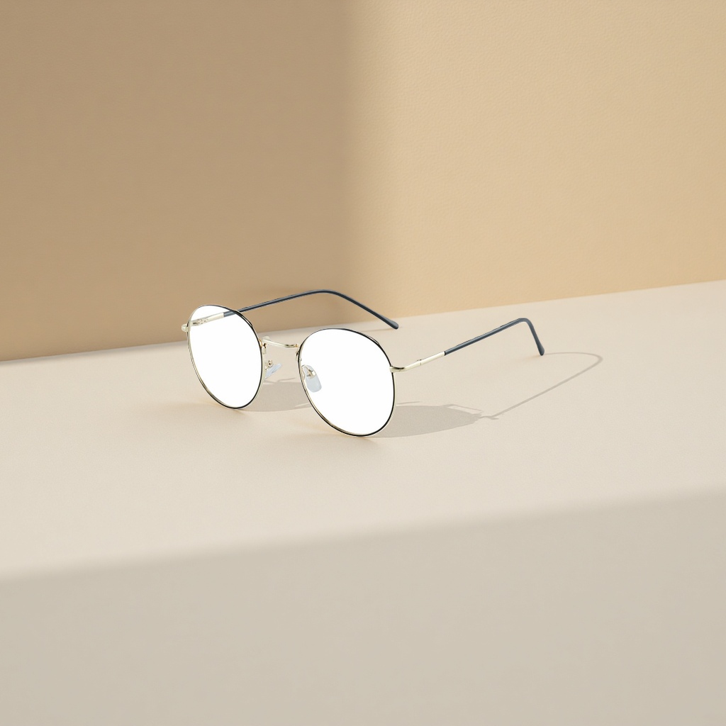 Round metal-framed glasses are fashionable, lightweight and anti-blue light optical frames for myopia Specification image