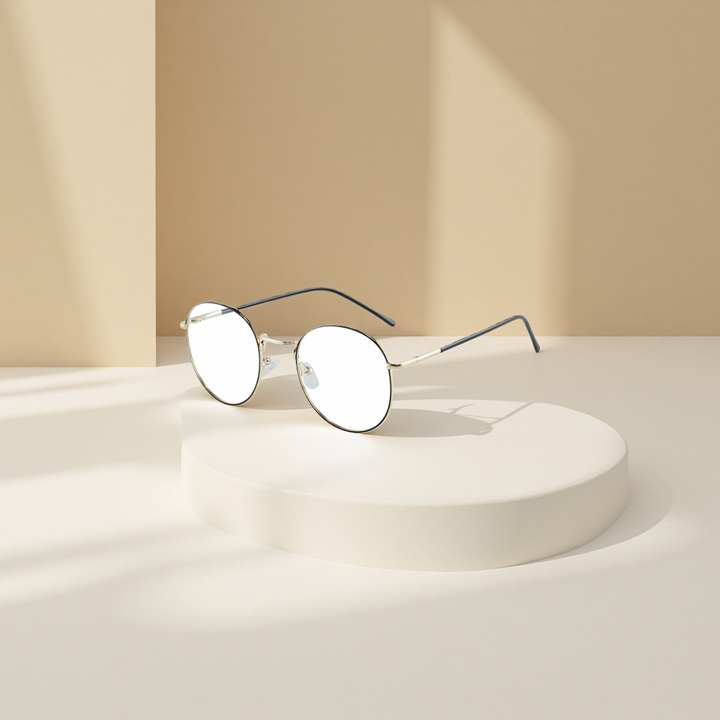 Round metal-framed glasses are fashionable, lightweight and anti-blue light optical frames for myopia details Picture