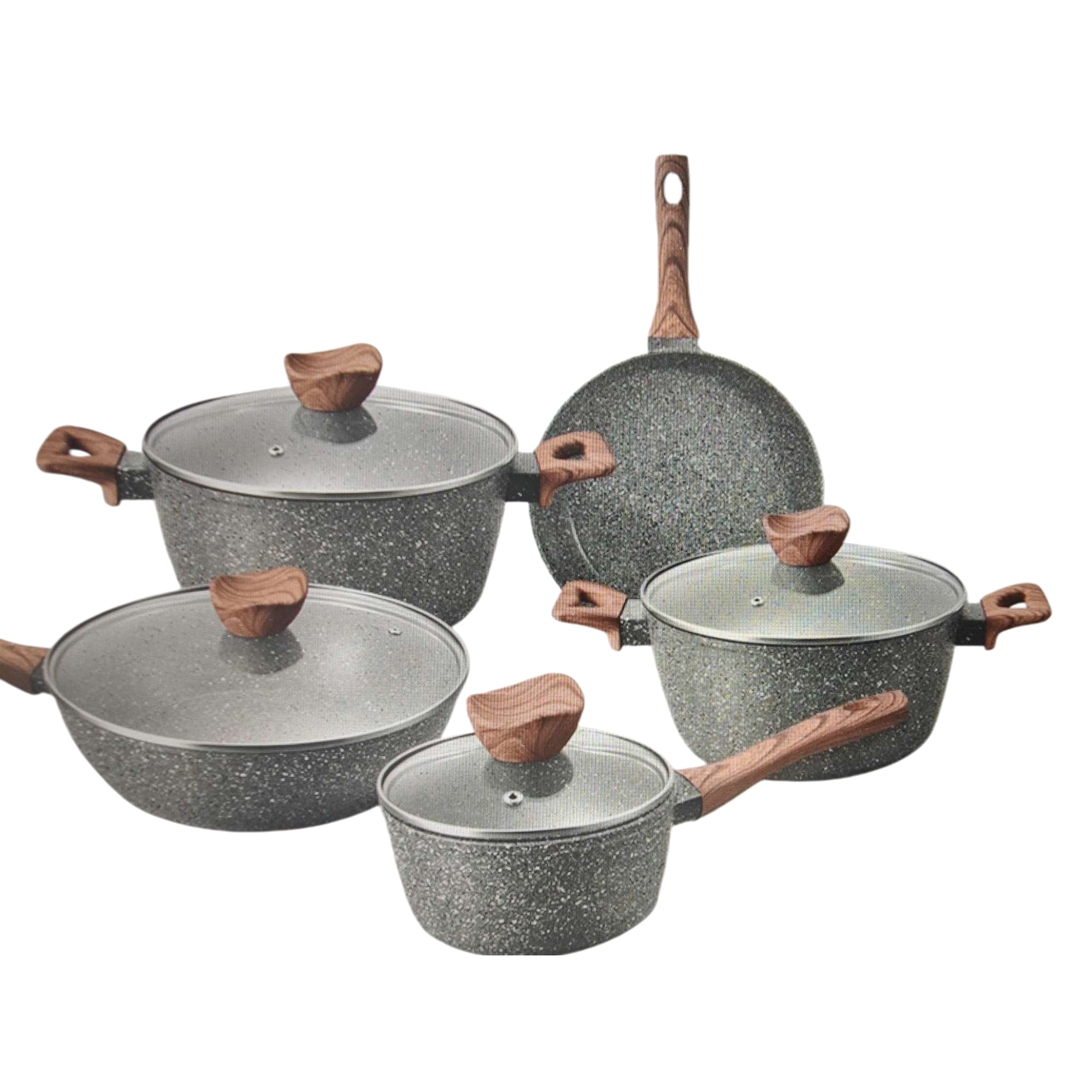 Kitchen utensils and cookware set: Non-stick pan, wok, soup pan and frying pan three-piece set Item Picture