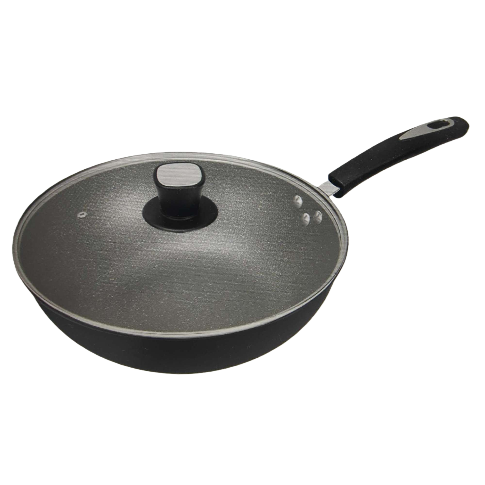 Black non-stick pan, household wok, frying pan, stewing pan, multi-functional cookware, 32cm Item Picture