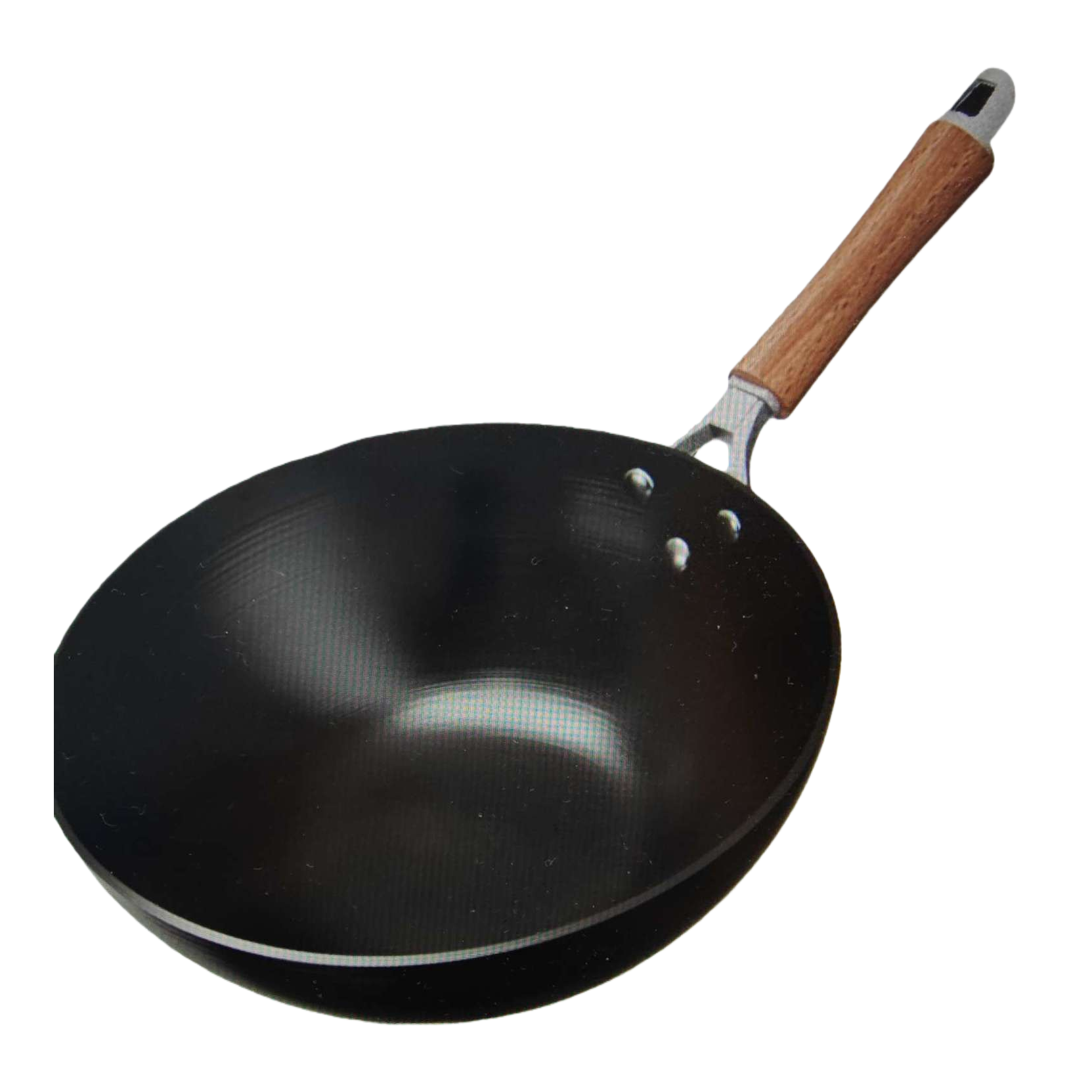 Black cast iron uncoated healthy wok, 30cm, suitable for household open flame stoves and induction cookers Item Picture