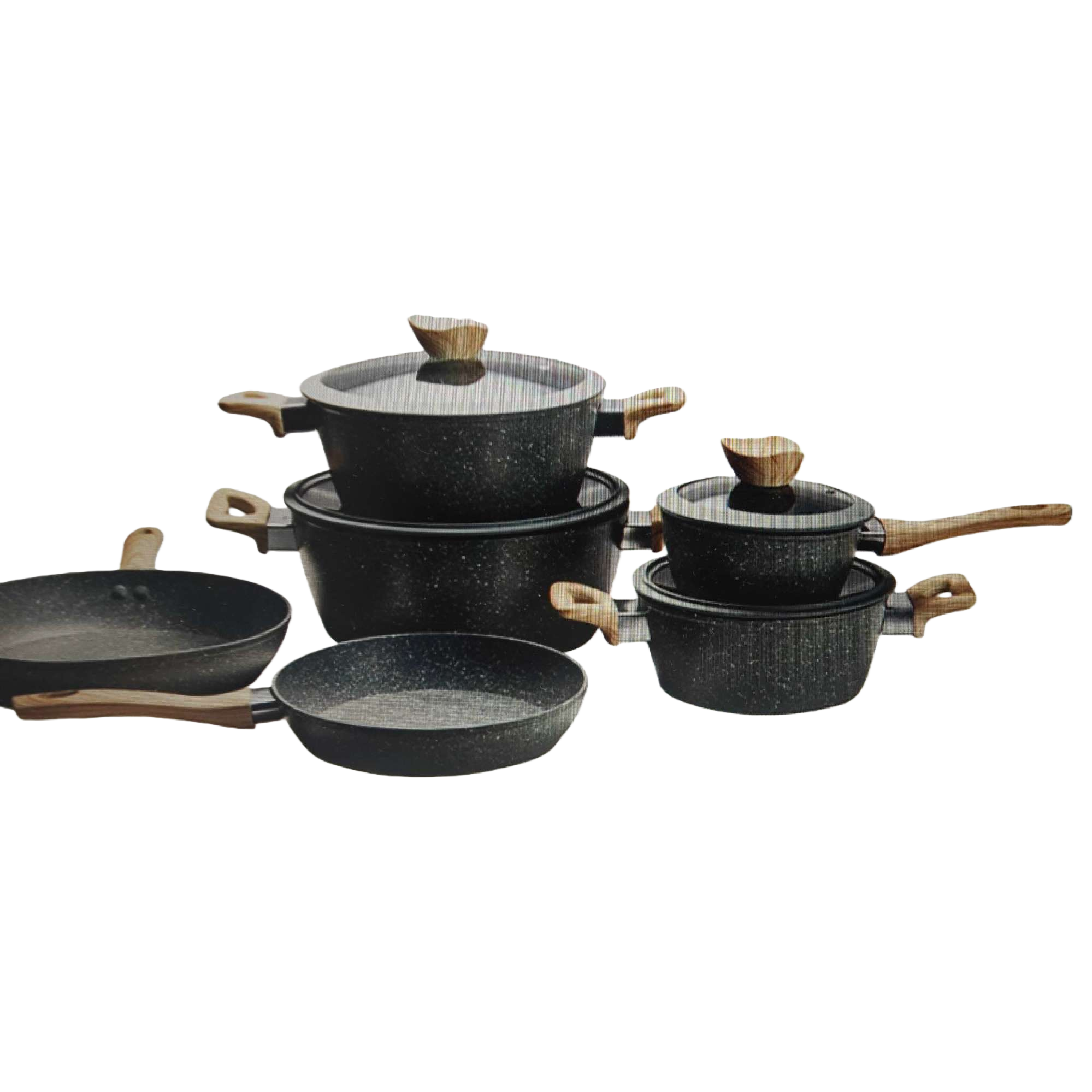 Black non-stick pan set: 30cm wok +24cm frying pan +18cm milk pan three-piece set Item Picture