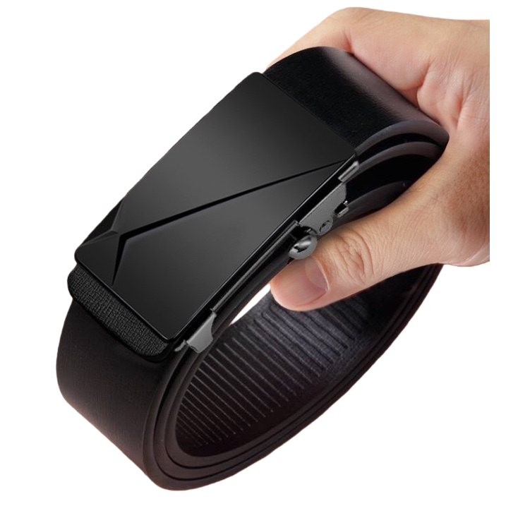 Black cowhide men's narrow belt, 2.5cm wide pin buckle business formal belt Item Picture