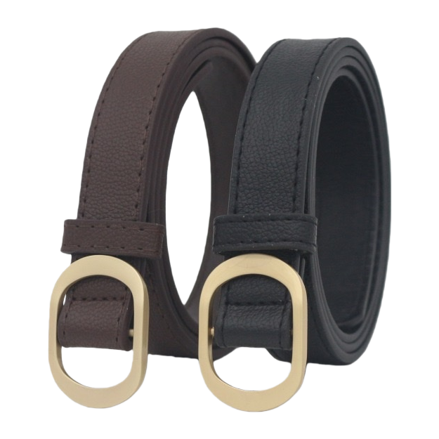 Men's business casual cowhide automatic buckle belt, 3.5cm wide, black and brown Item Picture
