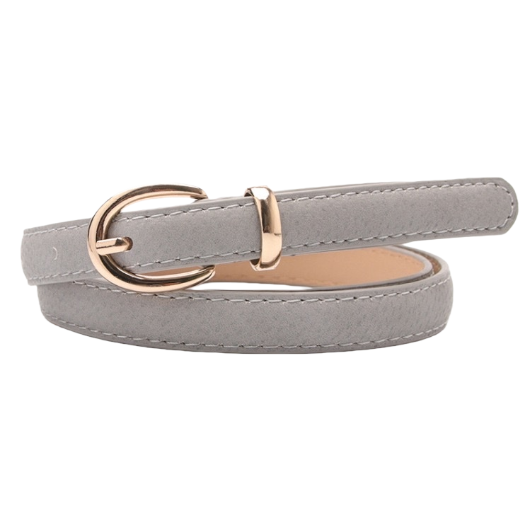 A 3.5cm wide grey top-grain cowhide men's casual belt with automatic buckle and adjustable width Item Picture