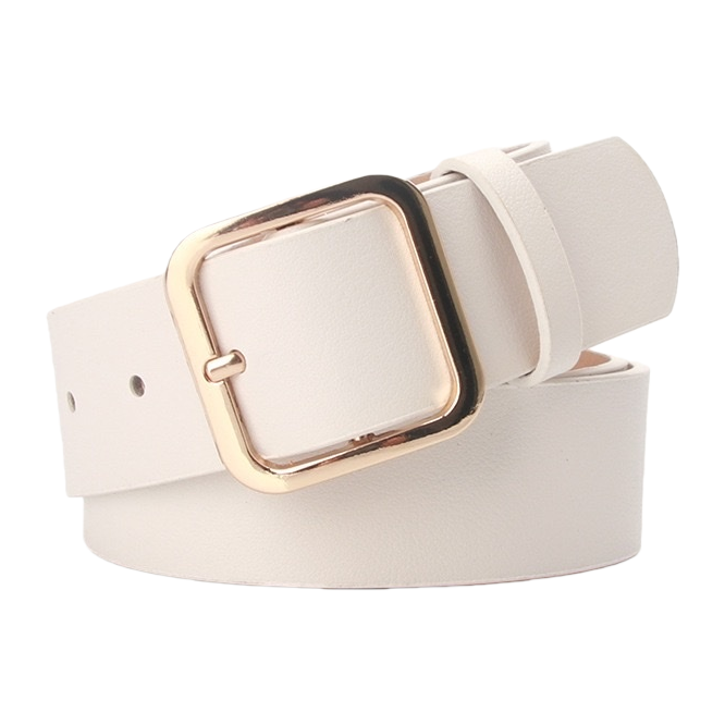 The white genuine leather men's belt is a simple, versatile and fashionable business casual belt Item Picture
