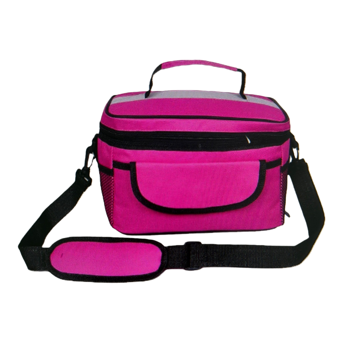 The pink insulated bag is a portable heat-insulating and heat-preserving bag with foldable storage capacity Item Picture