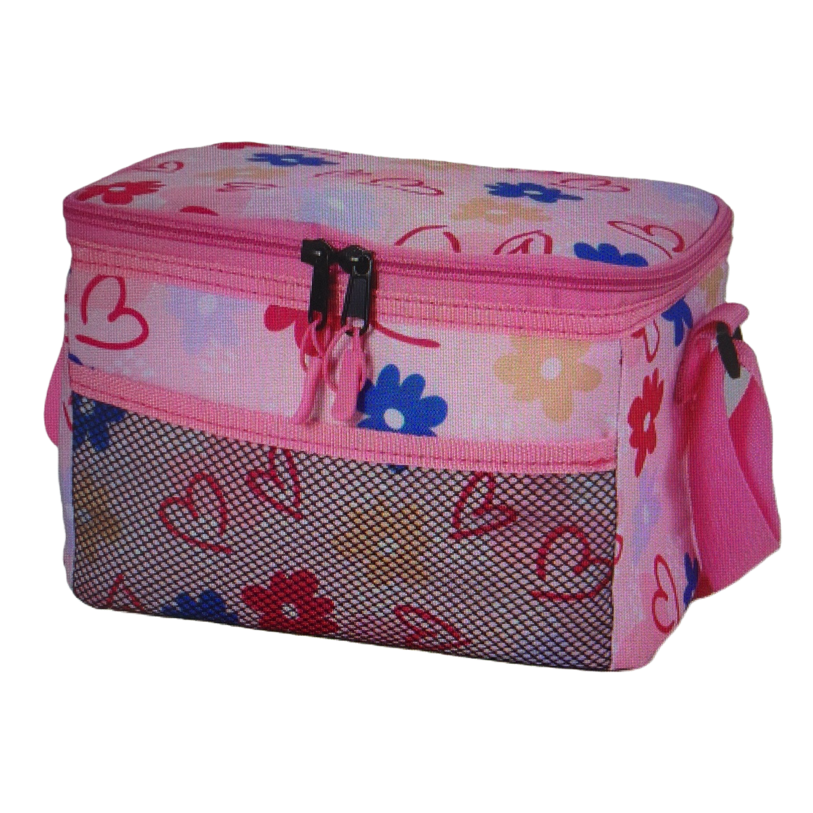 Pink floral heart-shaped pattern cosmetic bag, portable toiletry and storage bag for ladies Item Picture