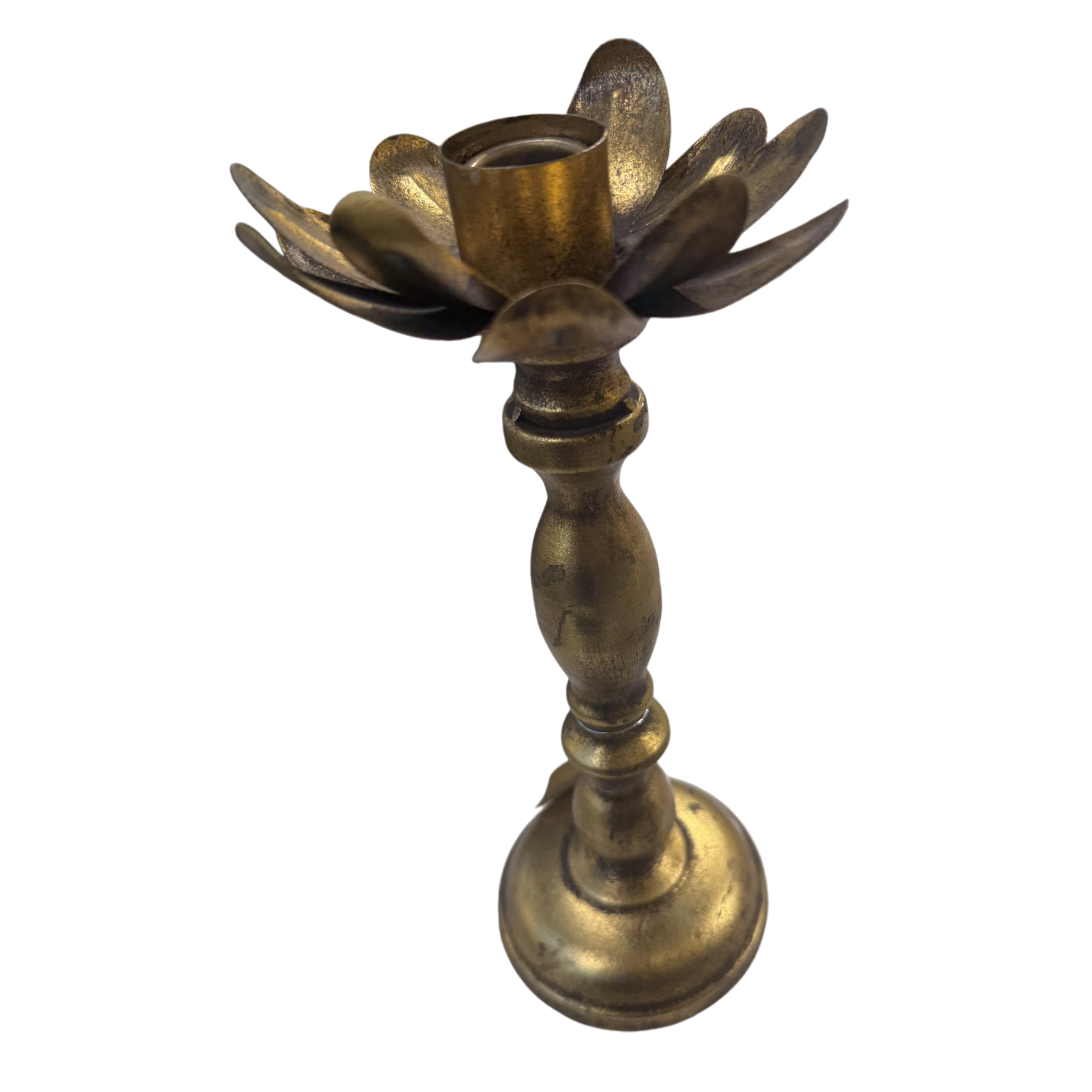 Golden flower-shaped candlestick metal retro decorative item, home scented candle holder Item Picture