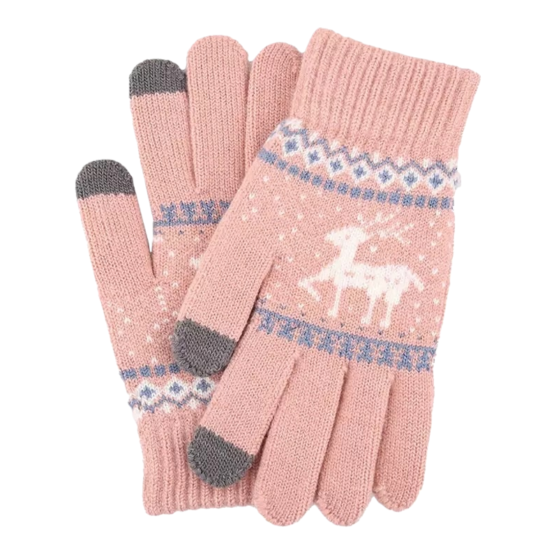 Guantes de punto rosa cuerpo suave y cálido para mujeres otoño invierno universal Item Picture