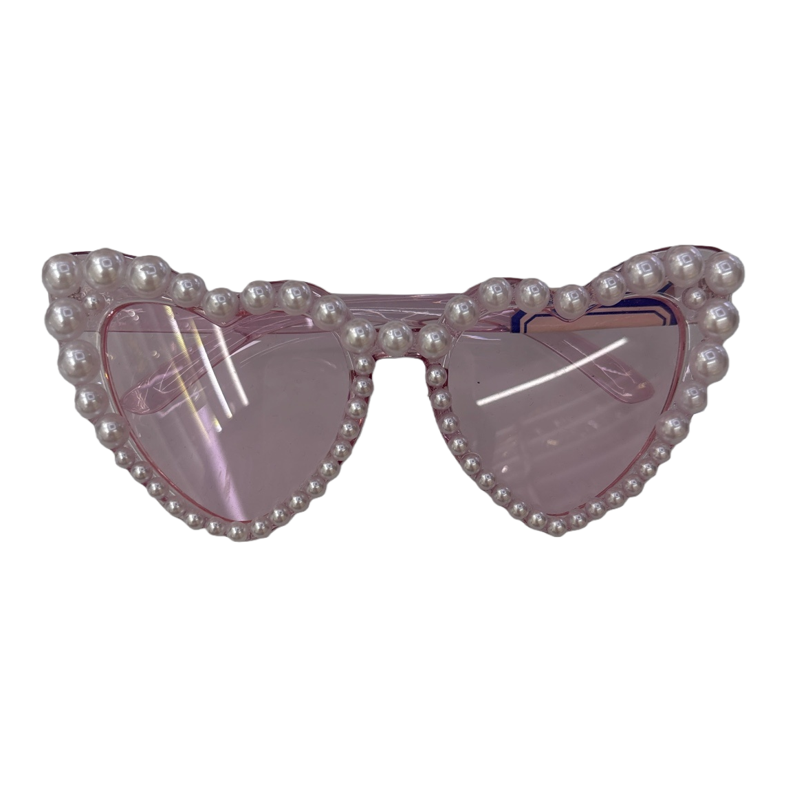 Pink pearl-decorated heart-shaped sunglasses for fashionable women Item Picture