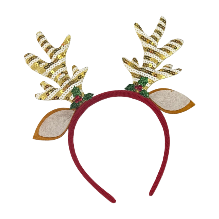 Plush Christmas antler headband for girls and adults, a festive photo and party decoration headwear Item Picture