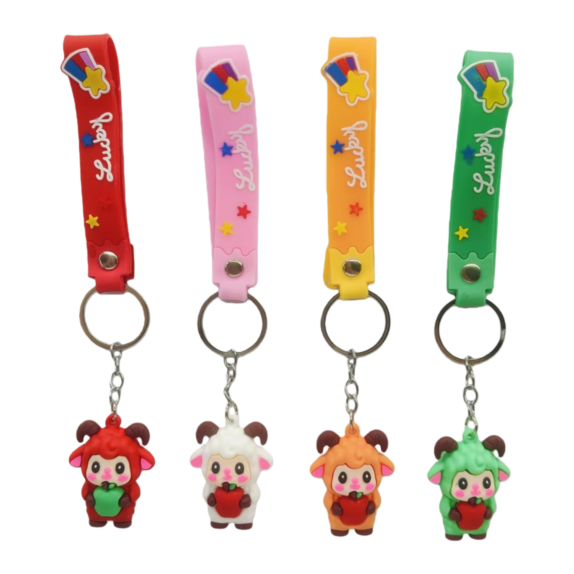 Colorful cartoon sheep keychain main body cute plush pendant, fashionable accessory keychain pendant Item Picture