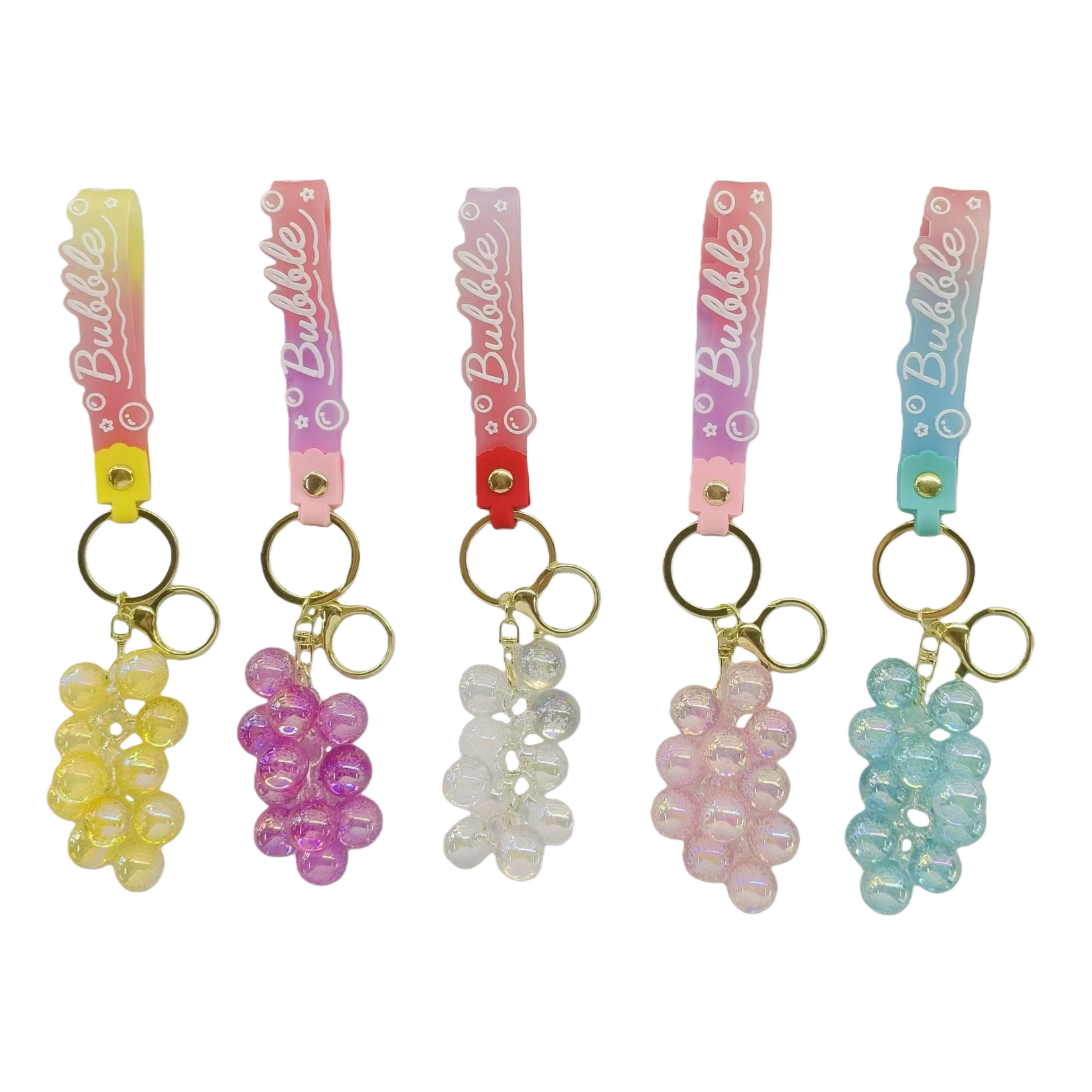 The colorful grape-shaped keychain with a realistic fruit pendant is small, cute and portable Item Picture