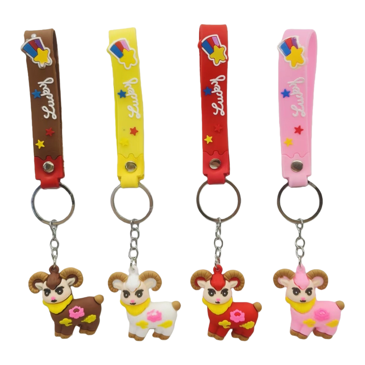 Cartoon sheep-shaped keychain, cute plush pendant, metal keychain accessory Item Picture