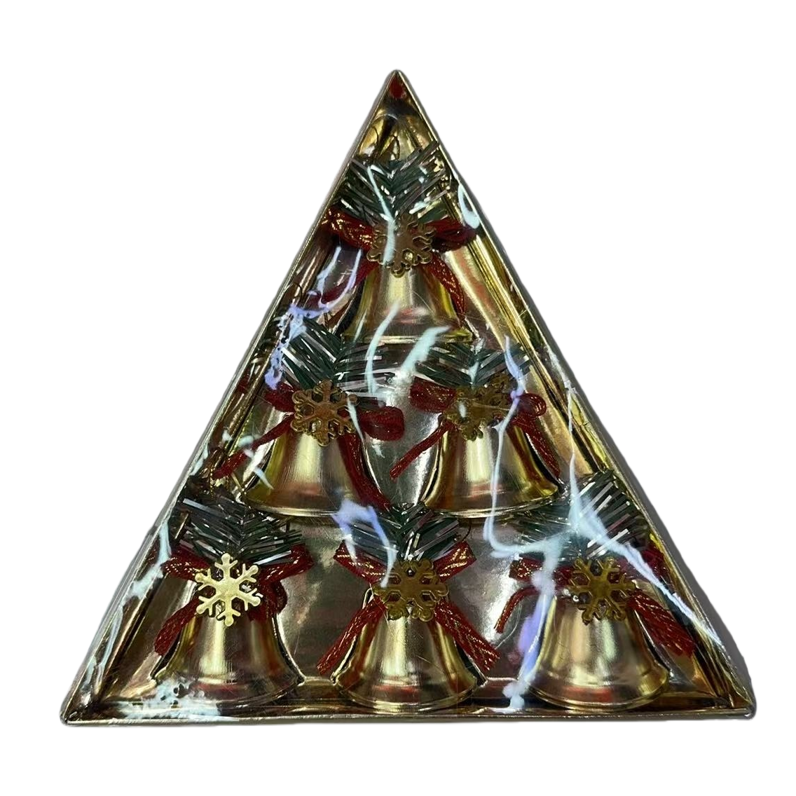Christmas decorations, triangular golden bell sets, holiday hanging ornaments, home decoration Item Picture