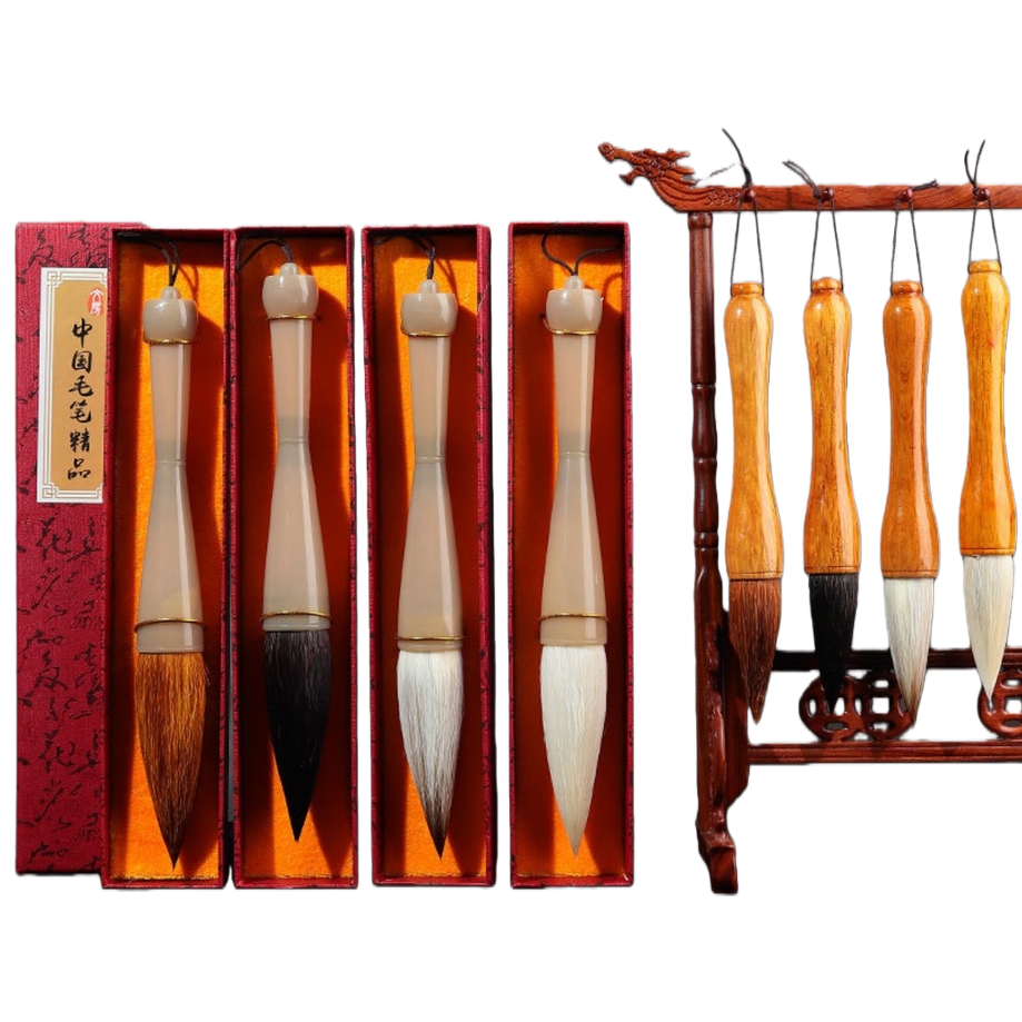 Calligraphy practice brush set, large, medium and small-sized dual-brush brush gift box Item Picture