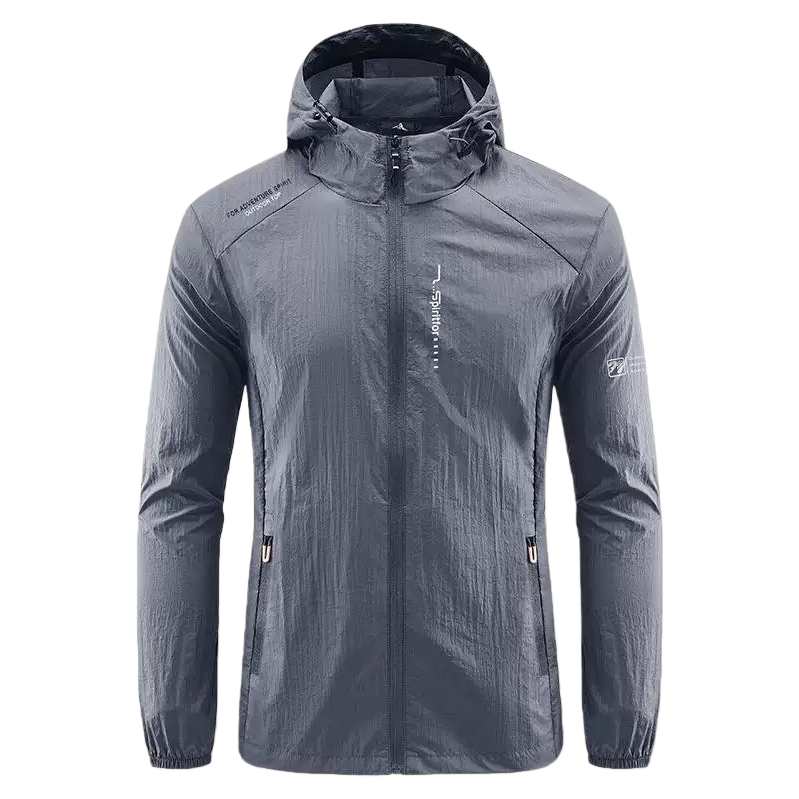 Grey hooded sports sun-protective jacket for both men and women, casual fleece windproof spring and autumn coat Item Picture