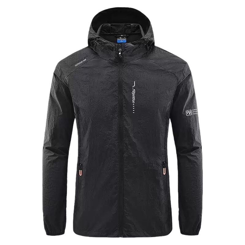 Black outdoor sports jacket for men, windproof, waterproof, breathable, lightweight and casual Item Picture