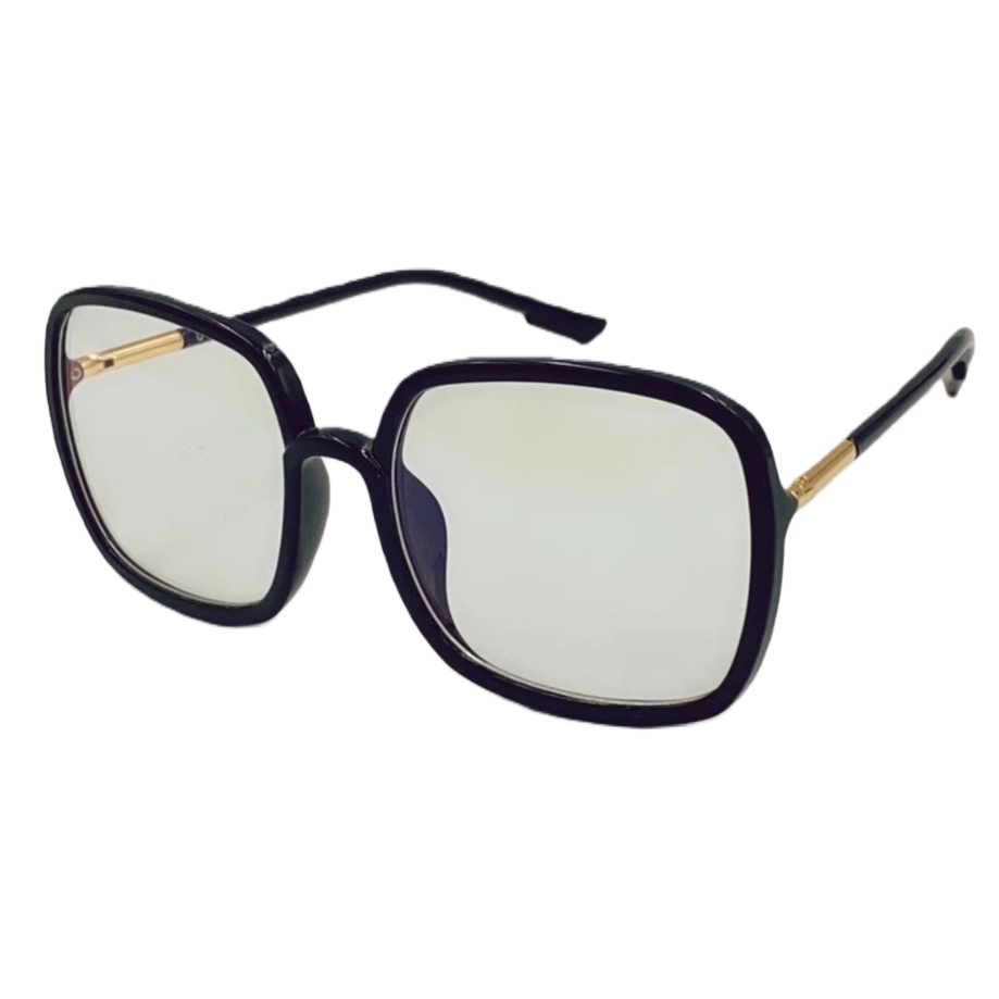 إطارات مربعات سوداء، مربعات أزياء، عدسات معدنية تتناسب مع نظارات قصر النظر Item Picture