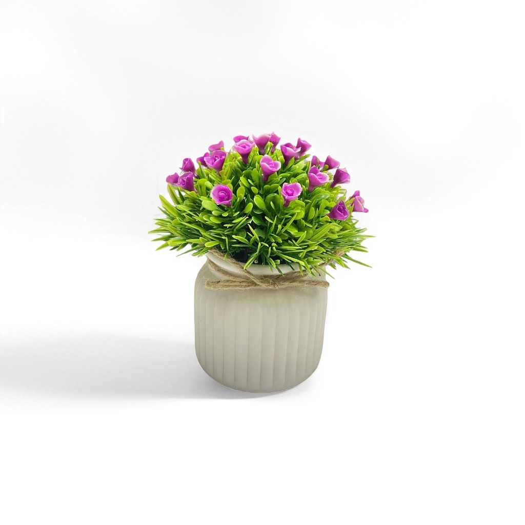 紫色花朵配绿色植物白色陶瓷花盆客厅阳台装饰产品图
