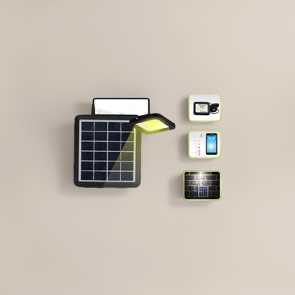 Outdoor courtyard lighting set with solar panels and solar lamps details Picture