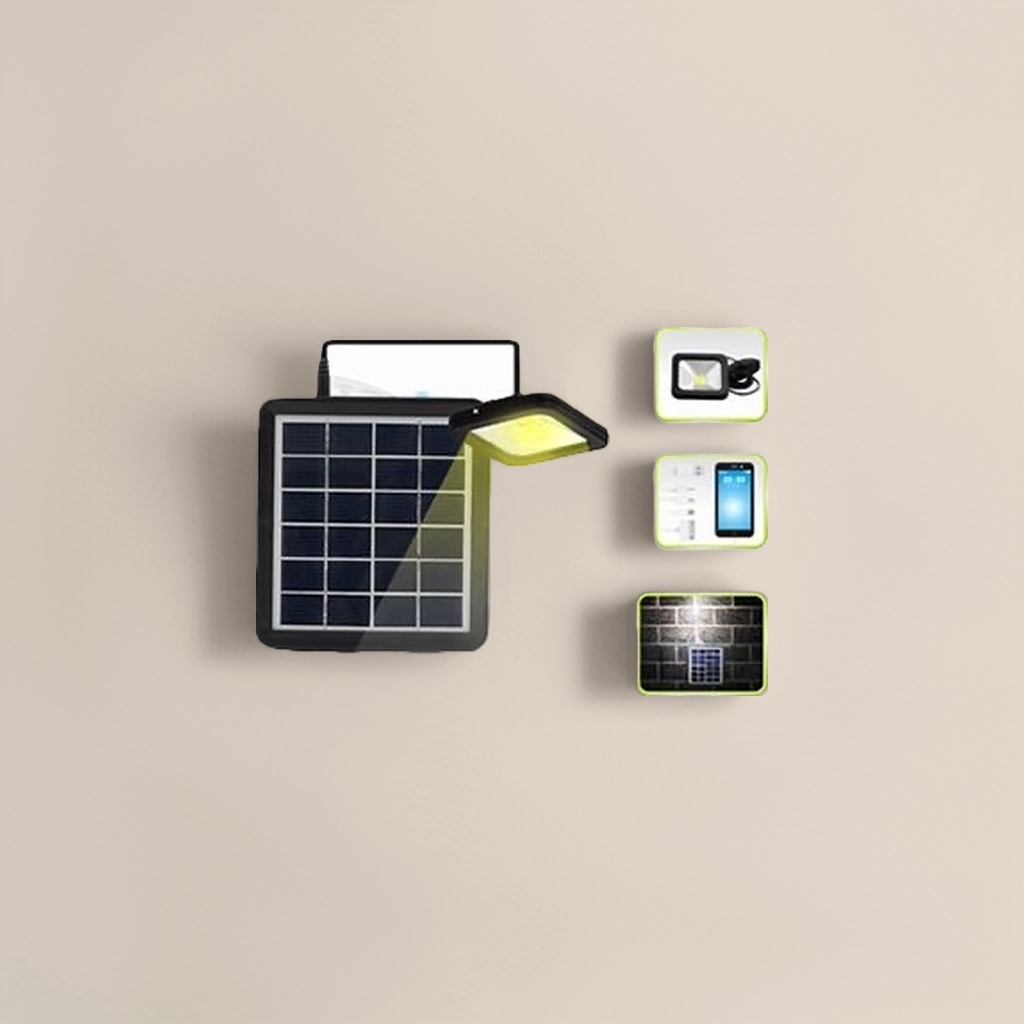 Outdoor courtyard lighting set with solar panels and solar lamps Specification image