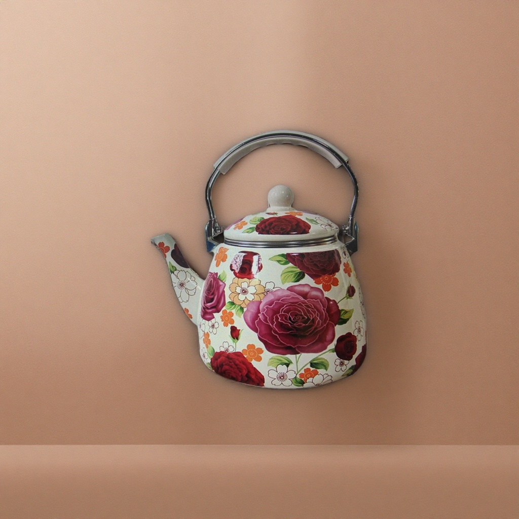 Floral pattern teapot, ceramic household brewing teapot, living room decoration tea set