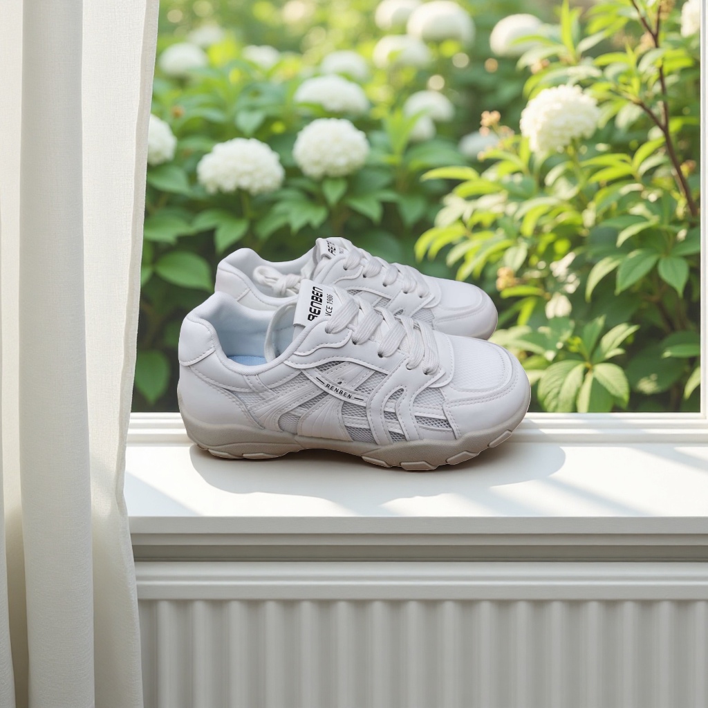 White sports shoes, breathable, lightweight and casual running shoes, suitable for both men and women details Picture