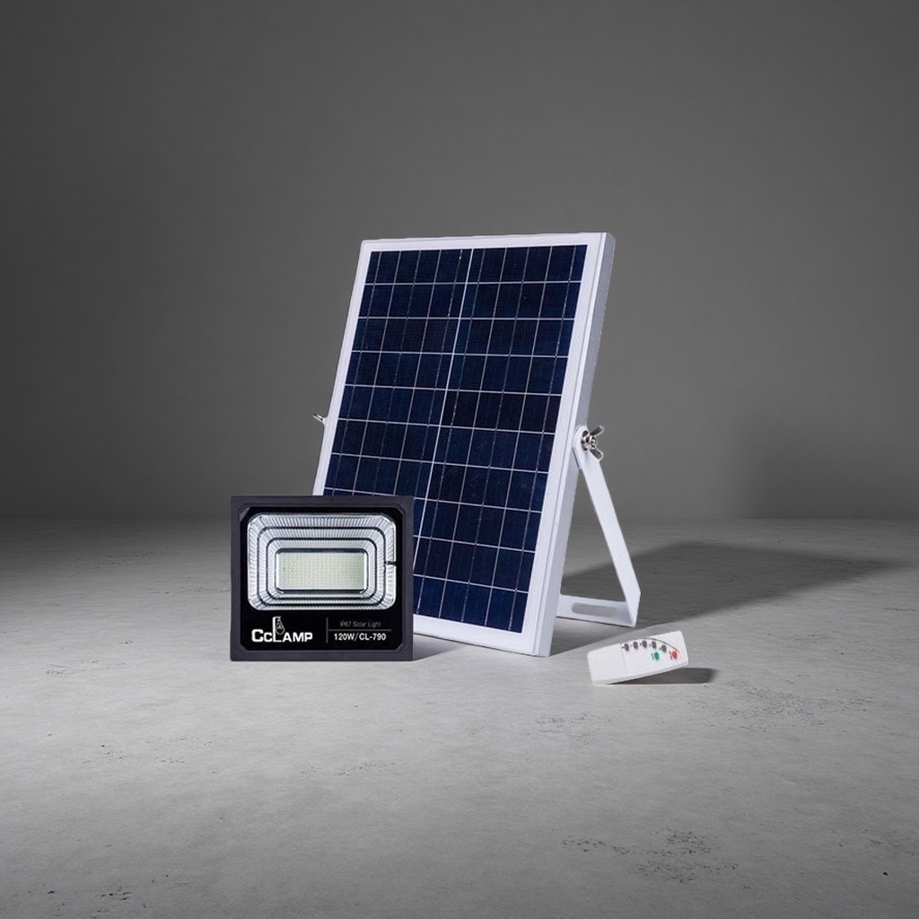 The solar lamp includes a solar panel, an LED lamp head and a remote control Application Scenario