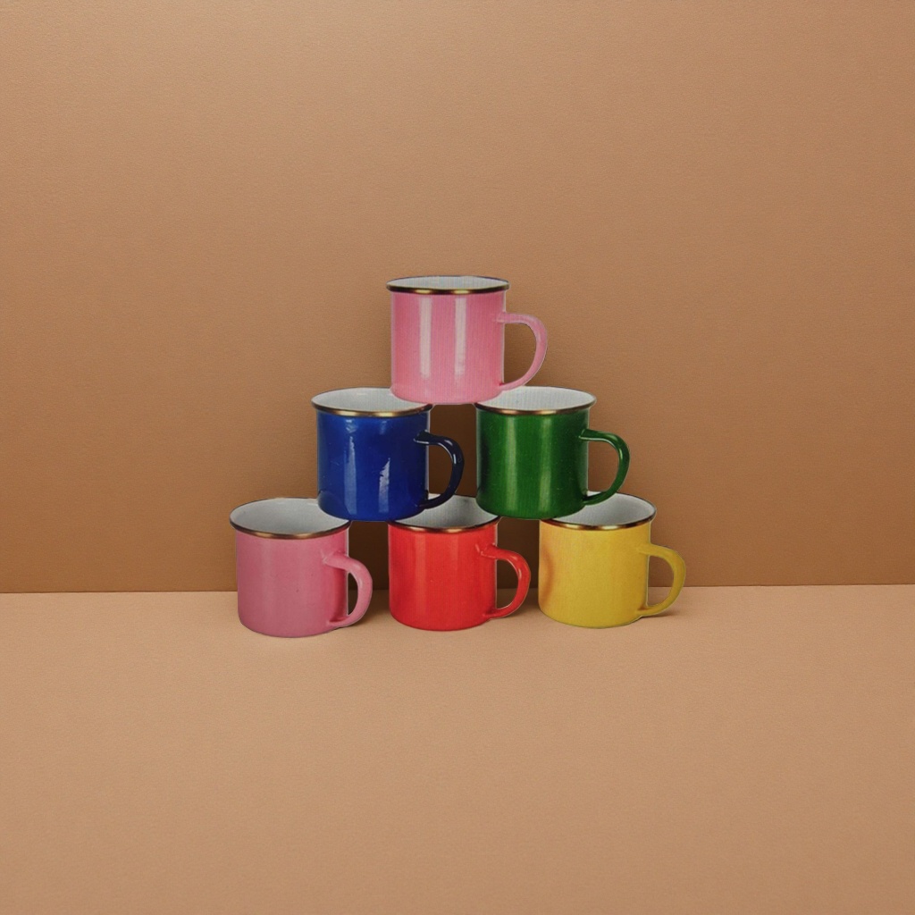 Colored enamel cups, retro hand-painted ceramic mugs, home and office water cups, high-temperature resistant and easy to clean details Picture