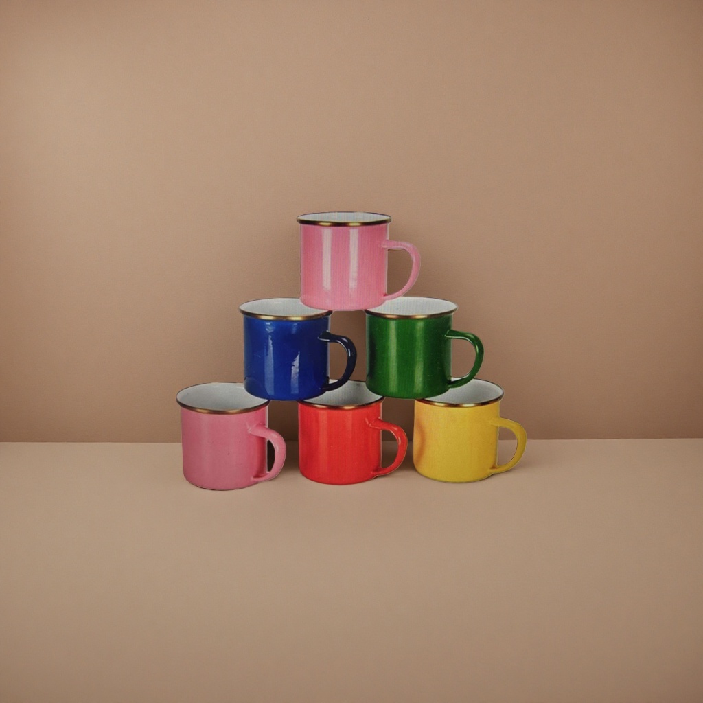 Colored enamel cups, retro hand-painted ceramic mugs, home and office water cups, high-temperature resistant and easy to clean Specification image