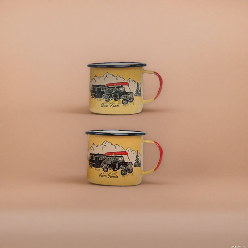 The yellow enamel cup is a retro and nostalgic household coffee cup that is heat-resistant and easy to clean details Picture