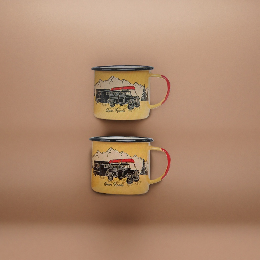 The yellow enamel cup is a retro and nostalgic household coffee cup that is heat-resistant and easy to clean Application Scenario