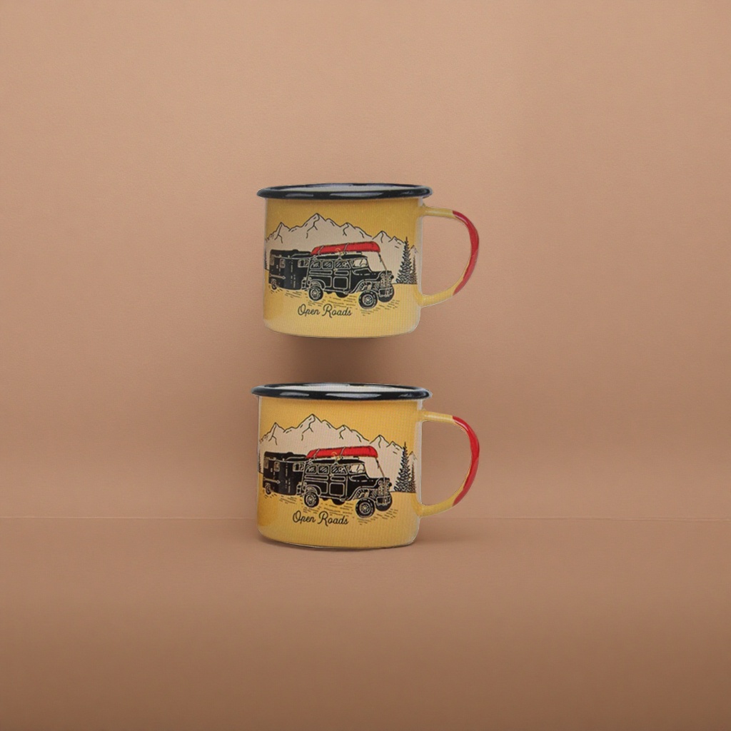 The yellow enamel cup is a retro and nostalgic household coffee cup that is heat-resistant and easy to clean Specification image