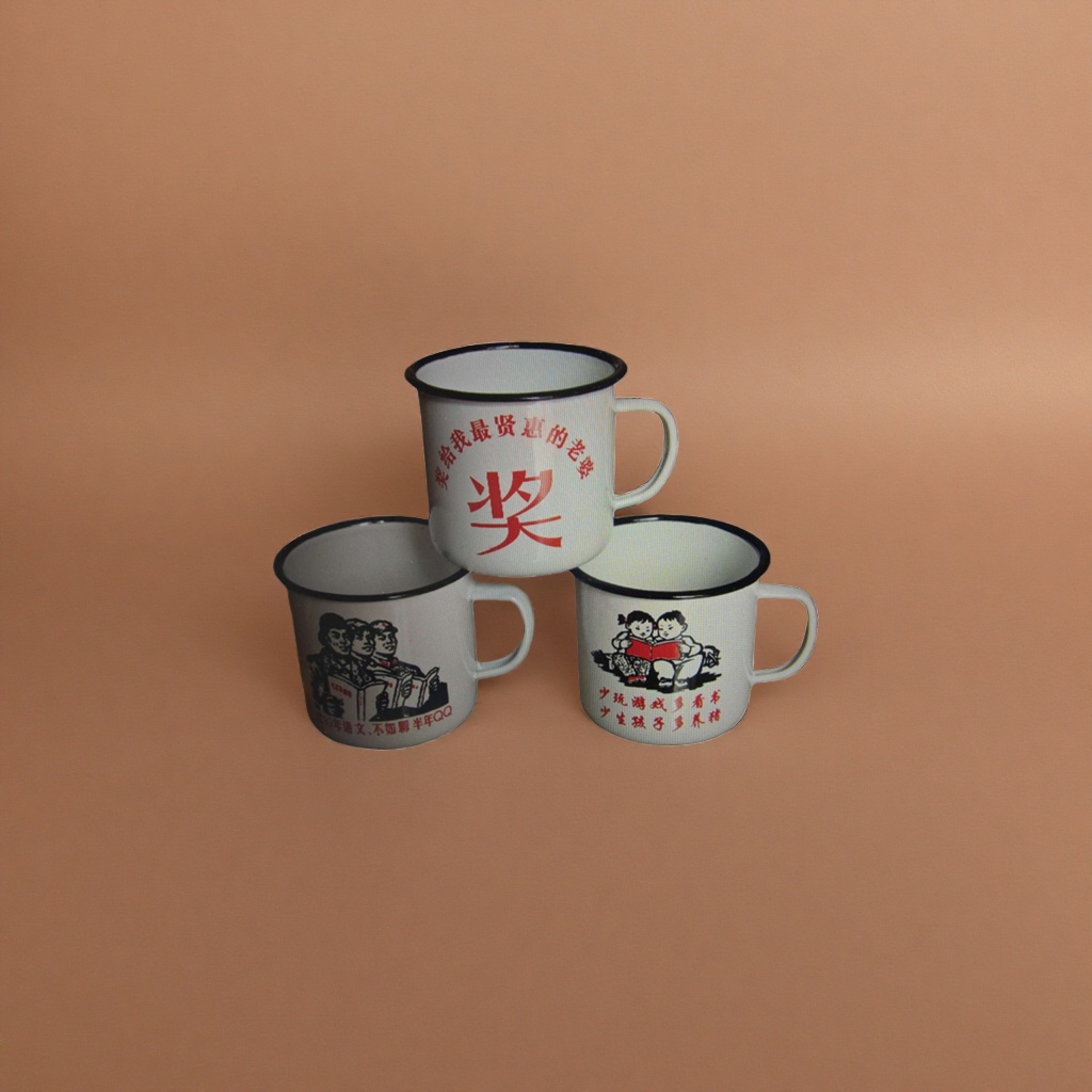 搪瓷杯 复古印花陶瓷杯子 350ml 家用办公水杯 耐高温易清洗产品图