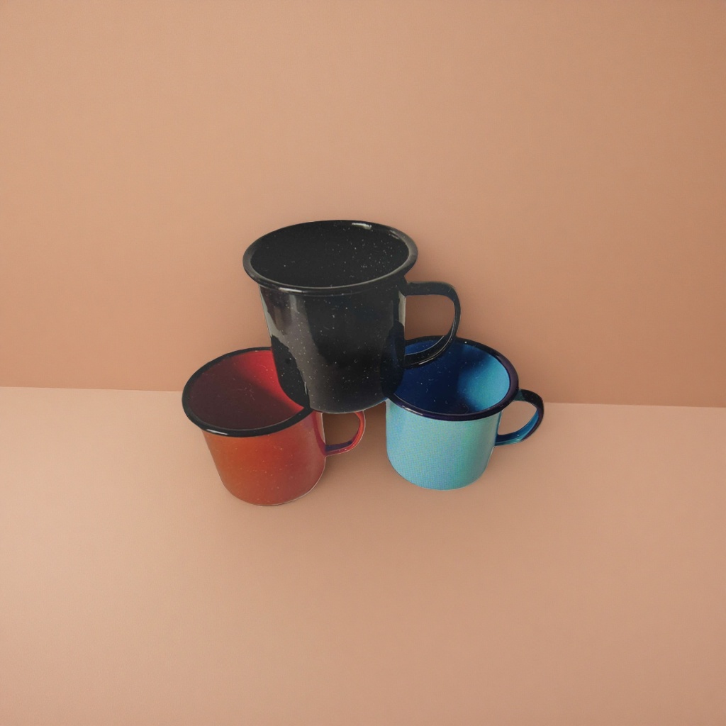 Colored enamel cup, fashionable printed mug, home coffee and tea cup 350ml, 102811226 Application Scenario