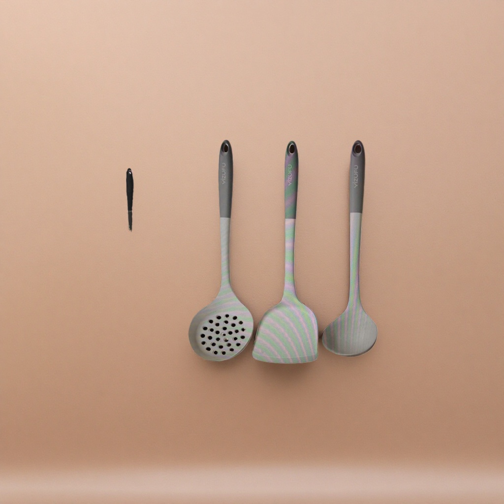 Silicone kitchen utensils spatula and spoon set, high-temperature resistant food-grade household stir-frying spoon Specification image