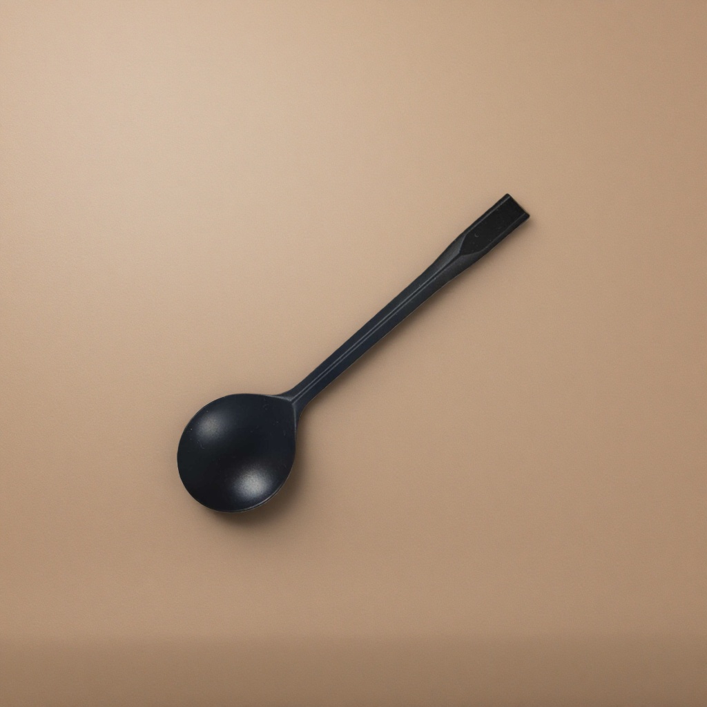 Black plastic spoon thickened, durable household spoon, 12cm single piece Specification image