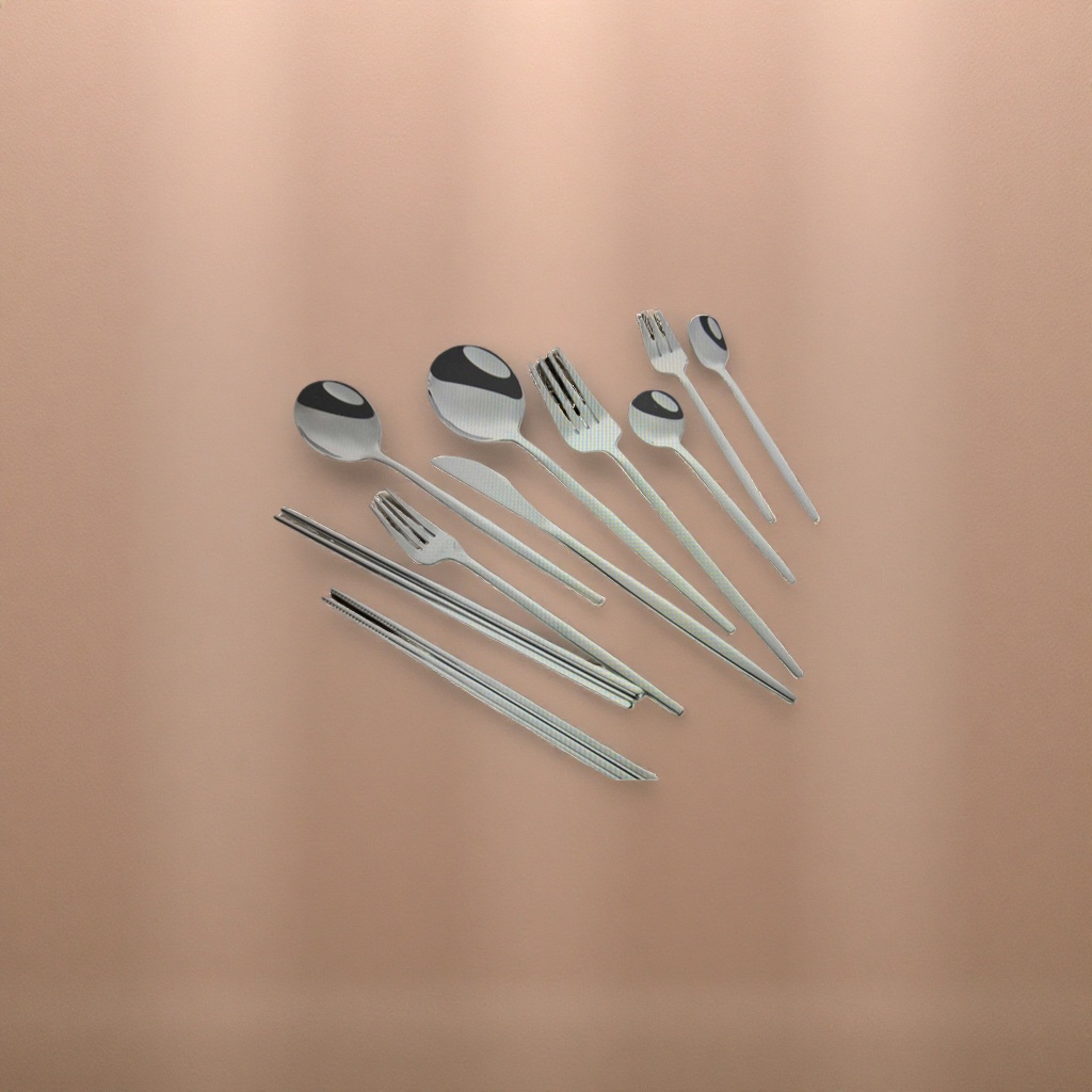 Stainless steel tableware set, spoons, forks, chopsticks, knives, four-piece set for home use, portability and travel Specification image