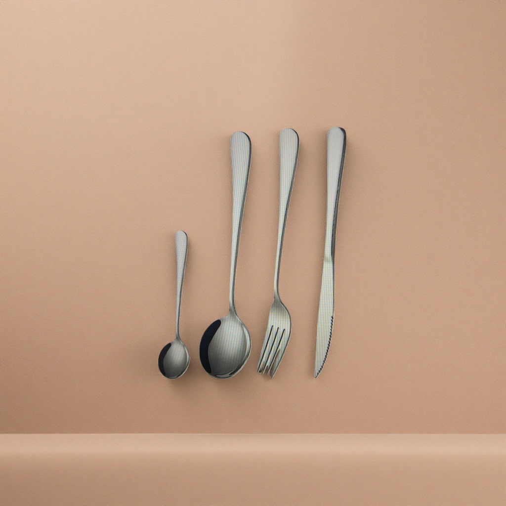Stainless steel tableware set, three-piece spoon, fork and knife set, portable and simple for home use