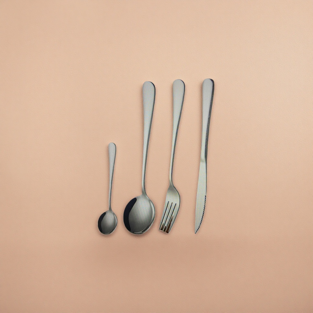 Stainless steel tableware set, three-piece spoon, fork and knife set, portable and simple for home use Specification image
